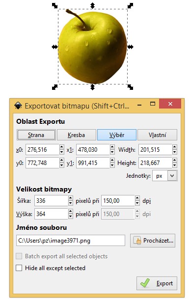 inkscape export PNG